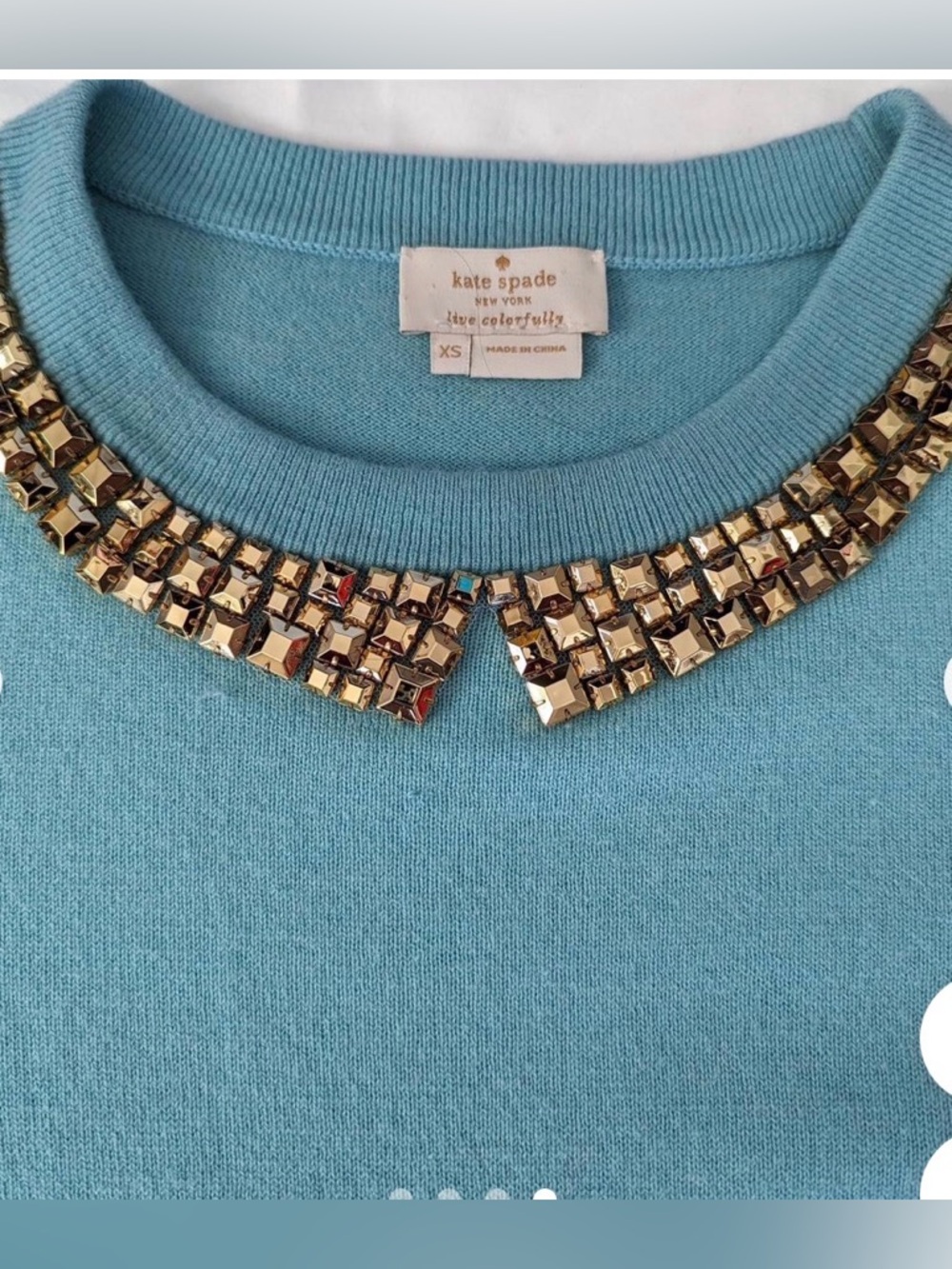 Kate Spade Living Colorfully Cashmere Blend Sweater Size M - Picture 4 of 6